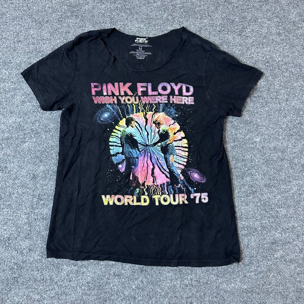 Pink Floyd T-Shirt Womens Size M Black Wish You Were Here World Tour 75 Graphic